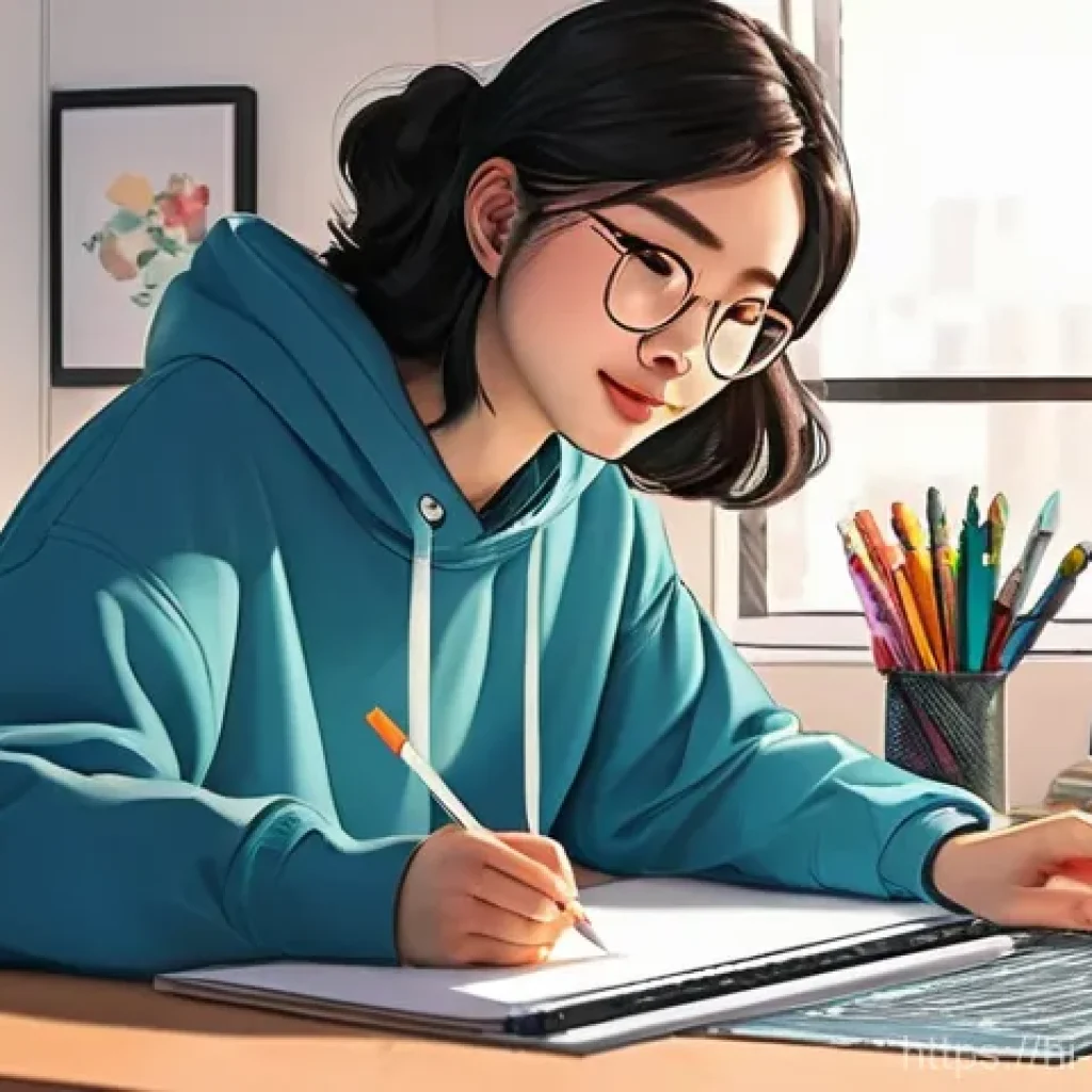 웹툰작가 커리어 패스 - **Webtoon Artist in a Cozy Studio:** A young adult webtoon artist, with a determined yet joyful expr...