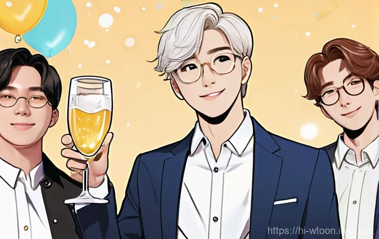 웹툰작가 채용 정보 탐색법 - **Prompt: Lively Webtoon Artist Networking Event**
    **Description:** A diverse group of four webt...