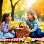 웹툰작가의 크리에이티브 발상법 - **Joyful Autumn Family Picnic**
    A happy, diverse family of four (two parents, a boy aged 7, and ...