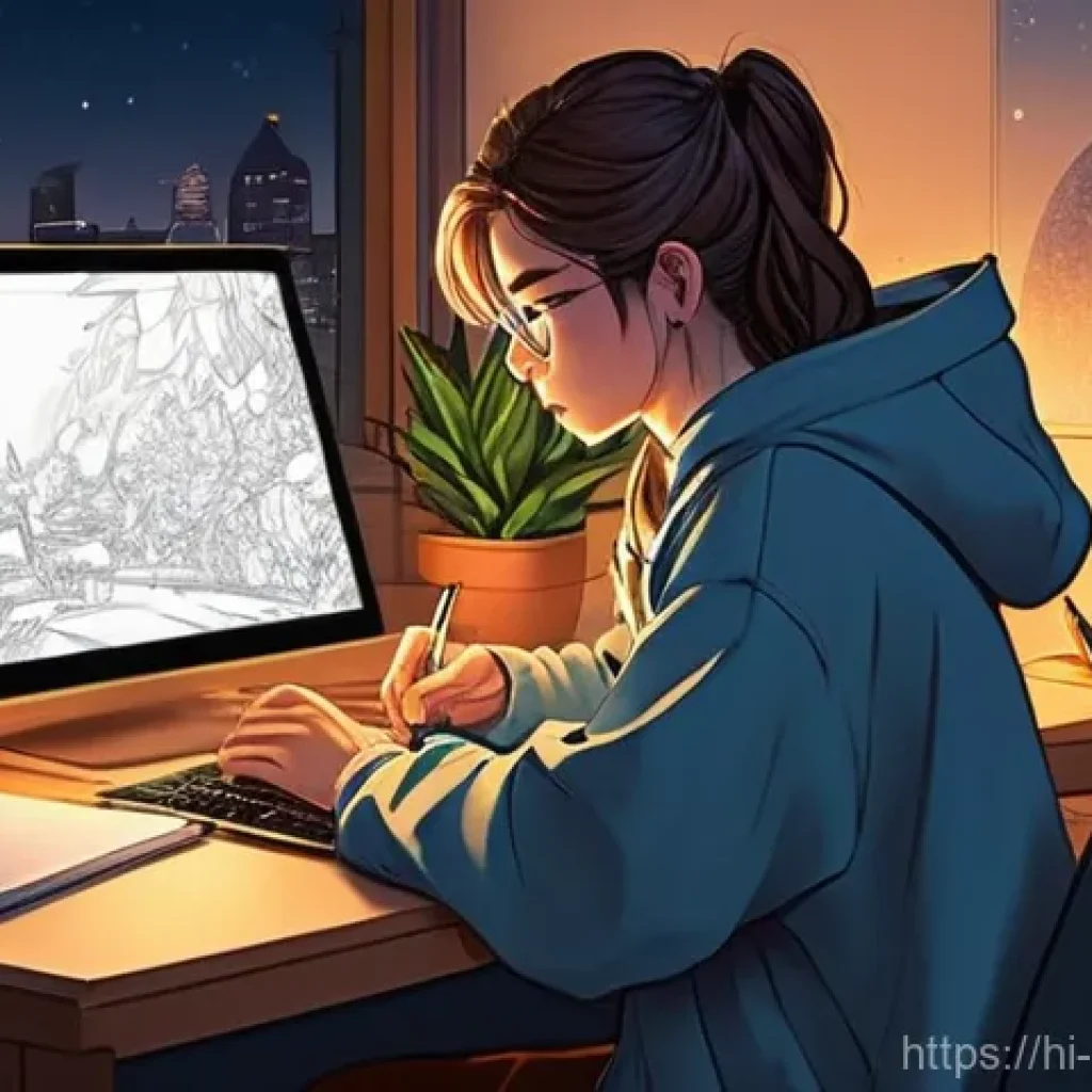 웹툰작가 연봉 협상 전략 - **Prompt 1: Dedicated Webtoon Artist at Work**
    "A young adult webtoon artist, gender-neutral, we...