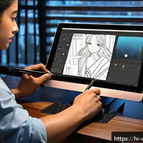 웹툰작가 실기 준비에 필요한 재료 - A professional digital artist workspace featuring a Wacom Intuos Pro drawing tablet with high pressu...
